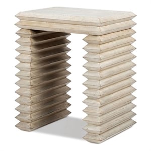 Pemberly Row 20&quot Stacked Geometric Waterfall Side Table in Reclaimed Pine
