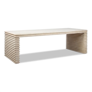 Pemberly Row 94&quot Stacked Geometric Waterfall Dining Table for 8 - Reclaimed Pine