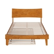Pemberly Row Full Wood Platform Bed with Twin Trundle in Light Toffee