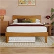 Pemberly Row Full Wood Platform Bed with Twin Trundle in Light Toffee