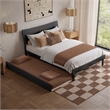 Pemberly Row Full Solid Wood Platform Bed with Twin Trundle in Black