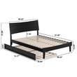 Pemberly Row Full Solid Wood Platform Bed with Twin Trundle in Black