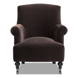 Pemberly Row 30&quot Pleated Sock Arm Accent Armchair in Brown Performance Velvet