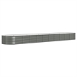 Pemberly Row Contemporary Powder-Coated Steel Raised Garden Bed in Grey