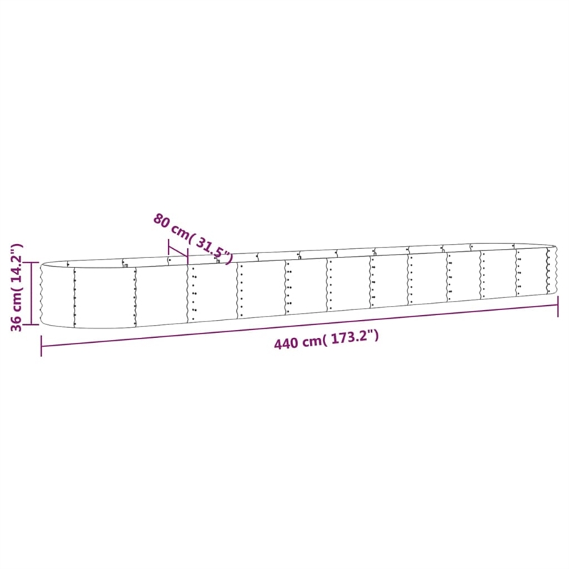 Pemberly Row Contemporary Powder-Coated Steel Raised Garden Bed in Grey