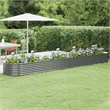 Pemberly Row Contemporary Powder-Coated Steel Raised Garden Bed in Grey