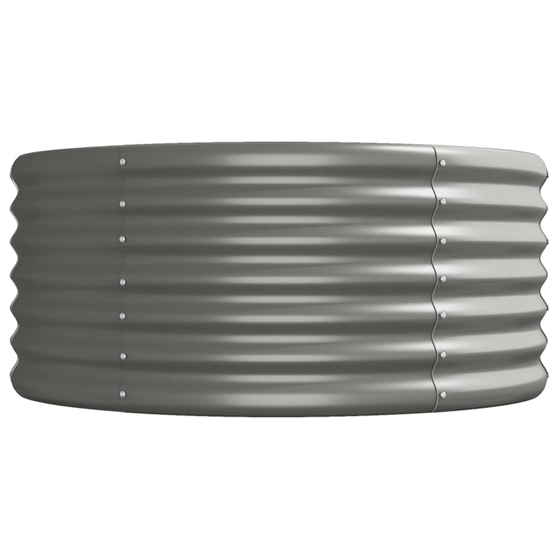 Pemberly Row Contemporary Powder-Coated Steel Raised Garden Bed in Grey
