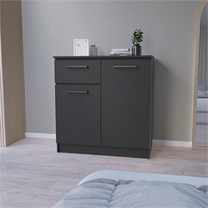 Pemberly Row Contemporary Bedroom Dresser in Black Manufactured Wood