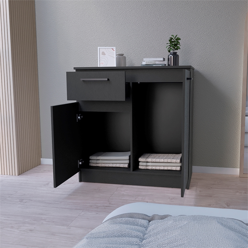 Pemberly Row Contemporary Bedroom Dresser in Black Manufactured Wood
