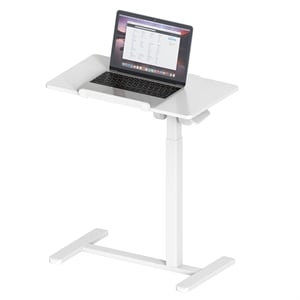Pemberly Row Sit-to-Stand Rolling Adjustable Laptop Cart in White