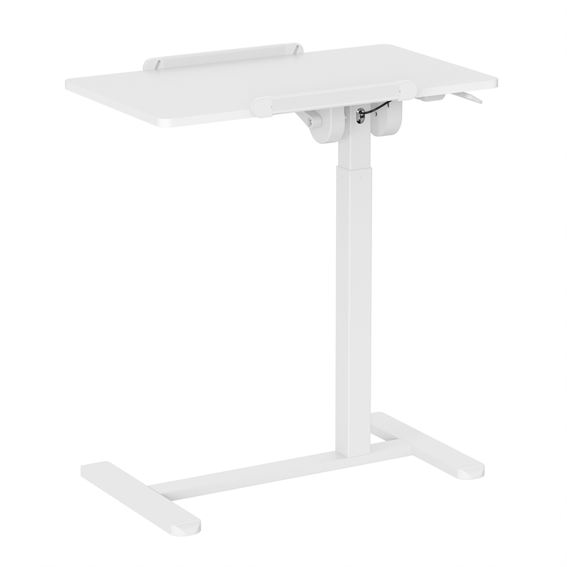 Pemberly Row Sit-to-Stand Rolling Adjustable Laptop Cart in White