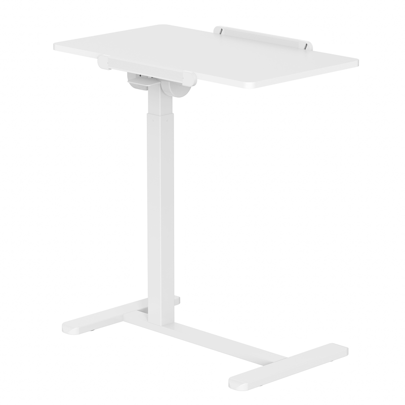 Pemberly Row Sit-to-Stand Rolling Adjustable Laptop Cart in White