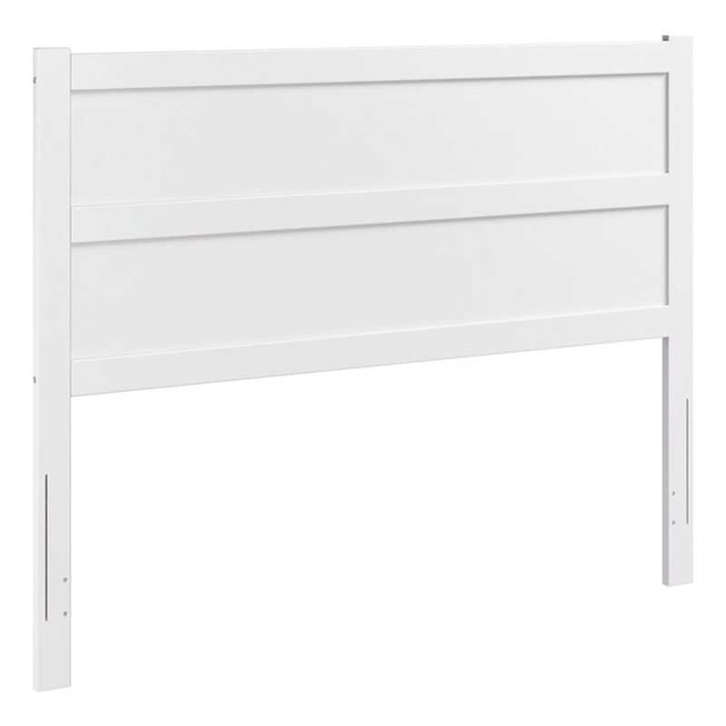 Pemberly Row Queen Mid-Century Panel Solid Wood Headboard in White