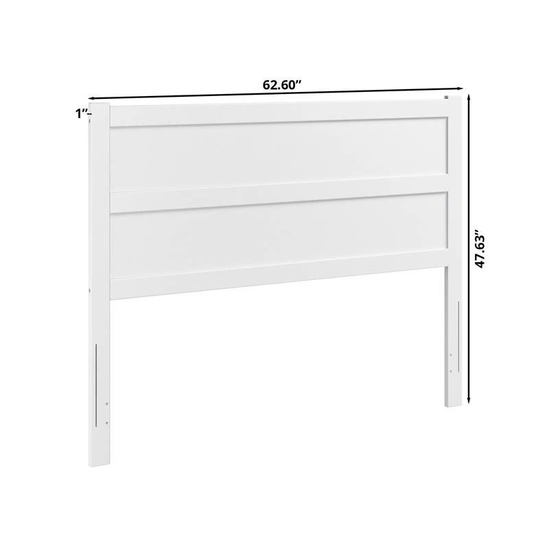 Pemberly Row Queen Mid-Century Panel Solid Wood Headboard in White
