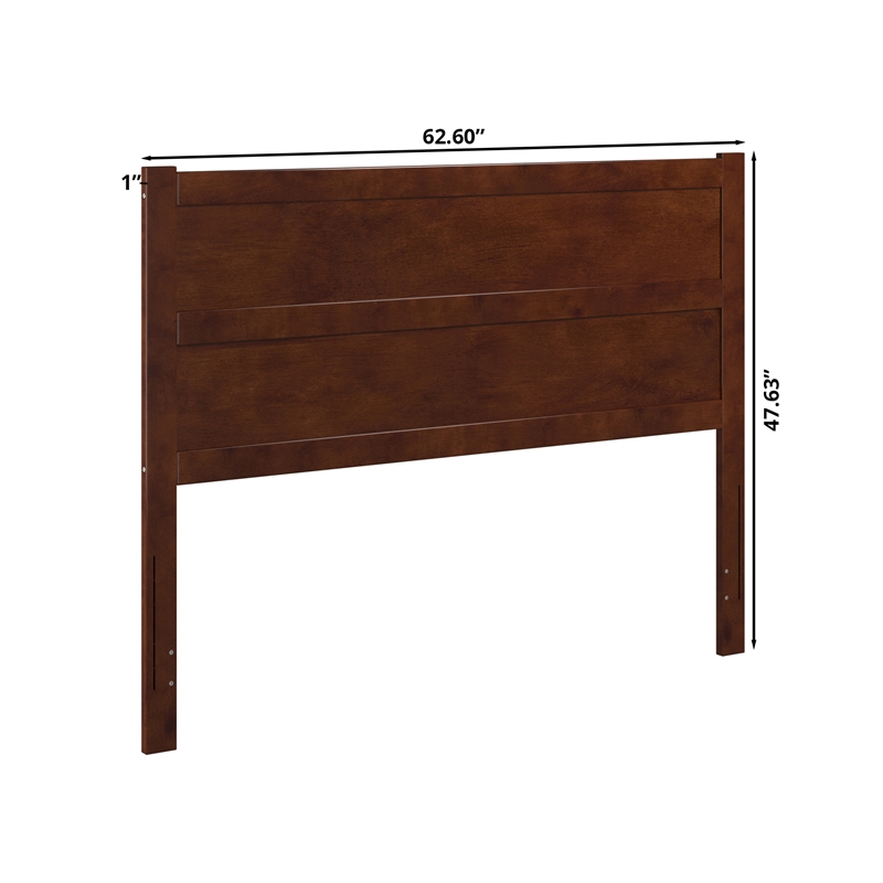 Pemberly Row Queen Mid-Century Panel Solid Wood Headboard in Walnut