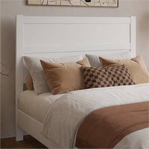 Pemberly Row Full Mid-Century Panel Solid Wood Headboard in White
