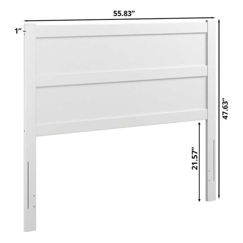 Pemberly Row Full Mid-Century Panel Solid Wood Headboard in White