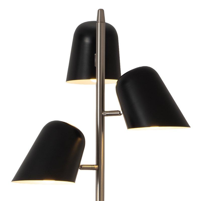 Pemberly Row Culver Tree Floor Lamp in Weathered Brass with Matte Black Shades