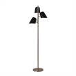 Pemberly Row Culver Tree Floor Lamp in Weathered Brass with Matte Black Shades