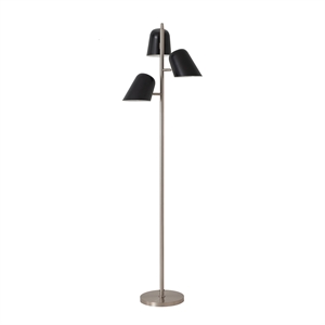 Pemberly Row Culver Tree Floor Lamp in Weathered Brass with Matte Black Shades