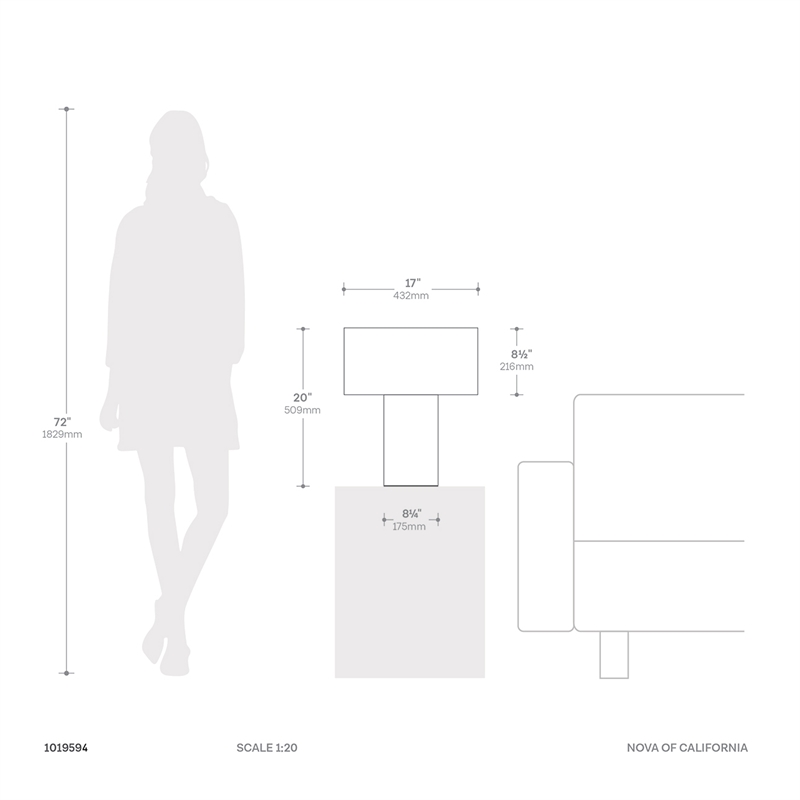 Pemberly Row Contemporary Moonlight Table Lamp with Mustard Fabric Shade