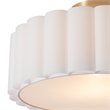 Pemberly Row Scalloped Flush Mount Ceiling Light in Brass with White Linen Shade