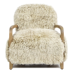 Pemberly Row Contemporary 28.5&quot Accent Arm Chair in Oak Wood Taupe Beige