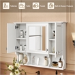 Pemberly Row Wall Mounted White Wood Mirror Medicine Cabinet with Open Shelves