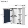 Pemberly Row White Wall Mounted Bathroom Medicine Cabinet with Mirror Storage
