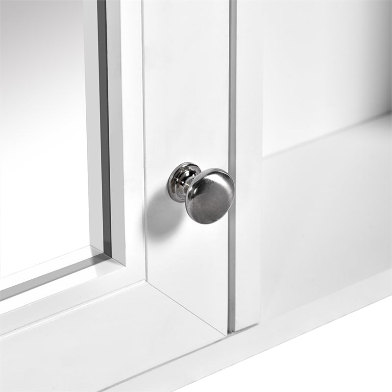 Pemberly Row White Wall Mounted Bathroom Medicine Cabinet with Mirror Storage