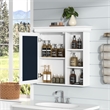 Pemberly Row White Wall Mounted Bathroom Medicine Cabinet with Mirror Storage