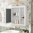 Pemberly Row White Medicine Cabinet with Mirror & 6 Open Shelves Wall Mounted