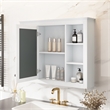 Pemberly Row White Medicine Cabinet with Mirror & 6 Open Shelves Wall Mounted