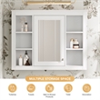 Pemberly Row White Medicine Cabinet with Mirror & 6 Open Shelves Wall Mounted