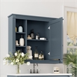 Pemberly Row Blue Wall Mounted Bathroom Medicine Cabinet with Mirror & Shelves