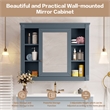 Pemberly Row Blue Wall Mounted Bathroom Medicine Cabinet with Mirror & Shelves