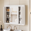 Pemberly Row White Wood Wall Mounted Mirror Medicine Cabinet with 4 Shelves