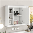 Pemberly Row White Wall Mounted Bathroom Medicine Cabinet with Mirror & Shelves