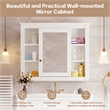 Pemberly Row White Wall Mounted Bathroom Medicine Cabinet with Mirror & Shelves