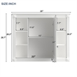 Pemberly Row White Wall Mounted Bathroom Medicine Cabinet with Mirror & Shelves