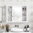 Pemberly Row White Wall Mounted Bathroom Medicine Cabinet with Mirror & Shelves