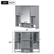 Pemberly Row Gray Solid Wood Bathroom Wall Cabinet with Mirror & Towel Bar