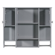 Pemberly Row Gray Solid Wood Bathroom Wall Cabinet with Mirror & Towel Bar