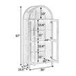 Pemberly Row Black Arched Storage Cabinet with LED Light and Glass Shelves