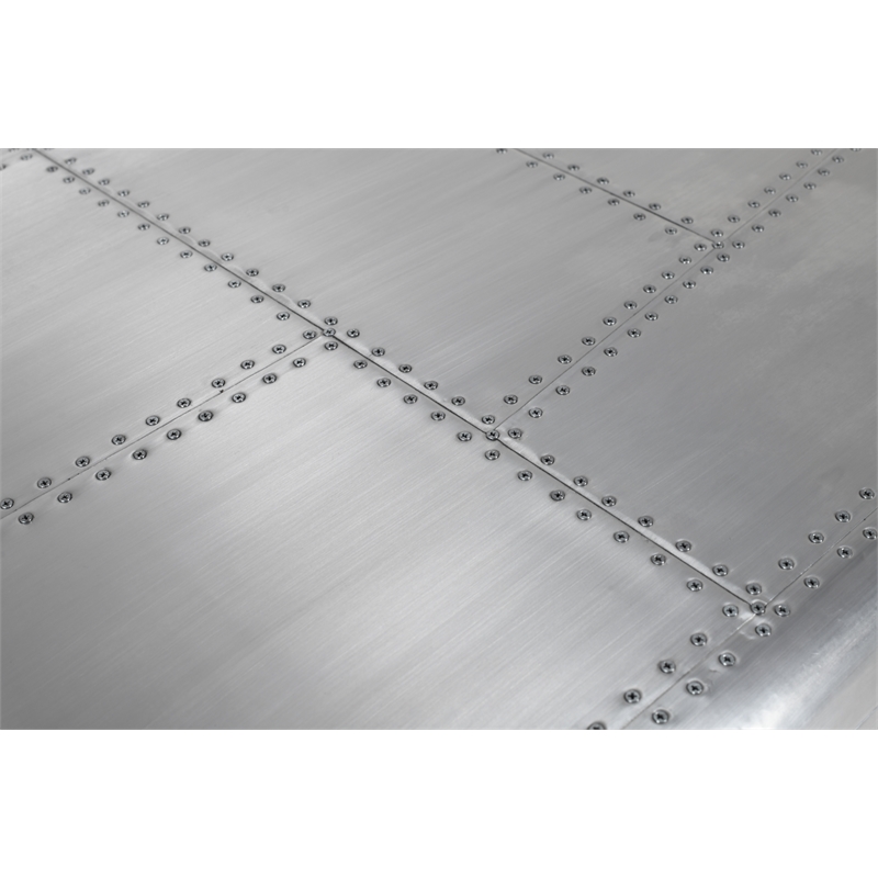 Pemberly Row Cocktail Table with Silver Aluminum Cladding & Exposed Screws