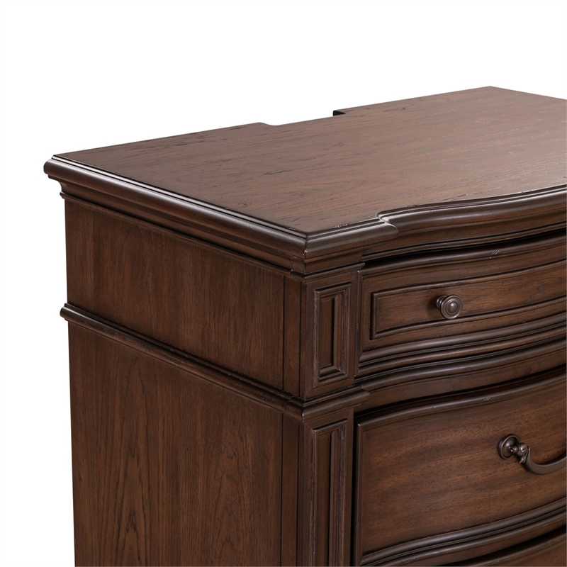 Pemberly Row Bedside Chest with AC and USB Charging Station in Brown