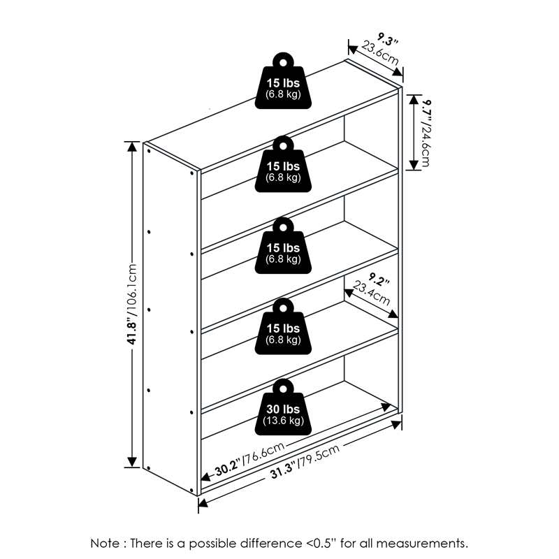 Pemberly Row 4-Tier Open Bookshelf 9.3
