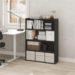 Pemberly Row 4-Tier Open Bookshelf 9.3&quot x 31.3&quot x 41.8&quot in Espresso
