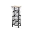 Pemberly Row Contemporary 4 Drawer Wire and Wood Storage Cart