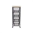Pemberly Row Contemporary 4 Drawer Wire and Wood Storage Cart